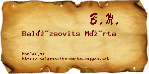 Balázsovits Márta névjegykártya