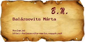 Balázsovits Márta névjegykártya