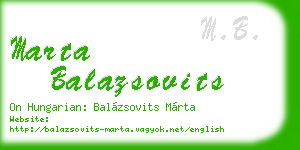 marta balazsovits business card